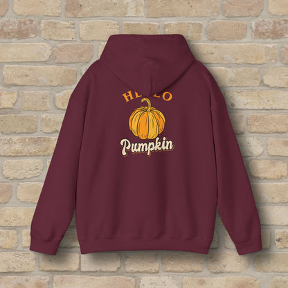 Graphic & Text Hello Pumpkin Pullover Hoodie - Vibrant Styles