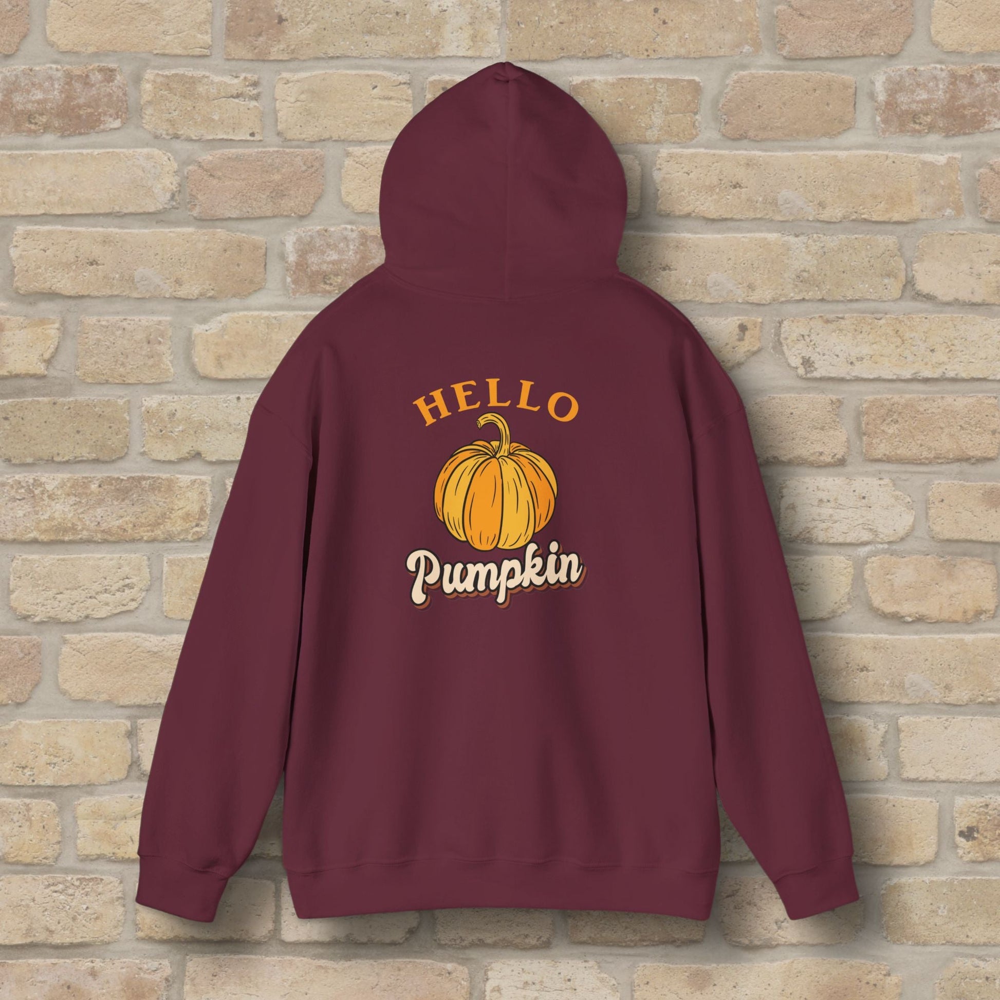 Graphic & Text Hello Pumpkin Pullover Hoodie - Vibrant Styles