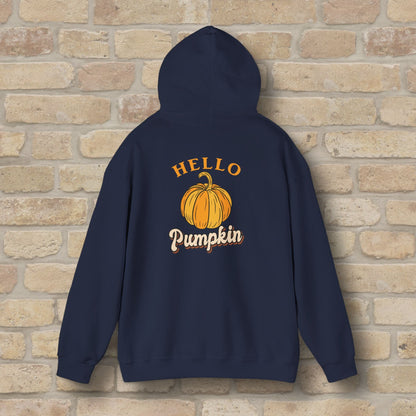 Graphic & Text Hello Pumpkin Pullover Hoodie - Vibrant Styles