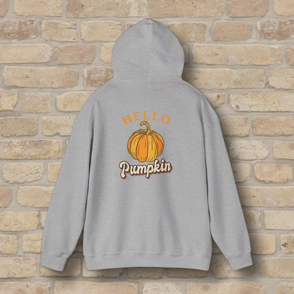 Graphic & Text Hello Pumpkin Pullover Hoodie - Vibrant Styles