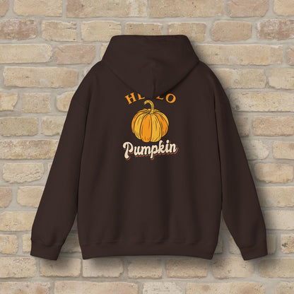 Graphic & Text Hello Pumpkin Pullover Hoodie - Vibrant Styles