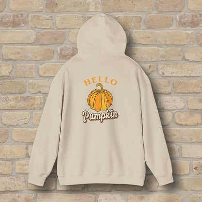 Graphic & Text Hello Pumpkin Pullover Hoodie - Vibrant Styles