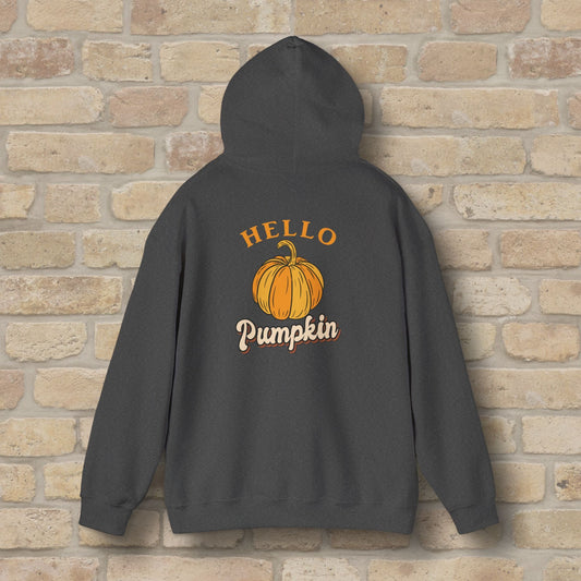 Graphic & Text Hello Pumpkin Pullover Hoodie - Vibrant Styles