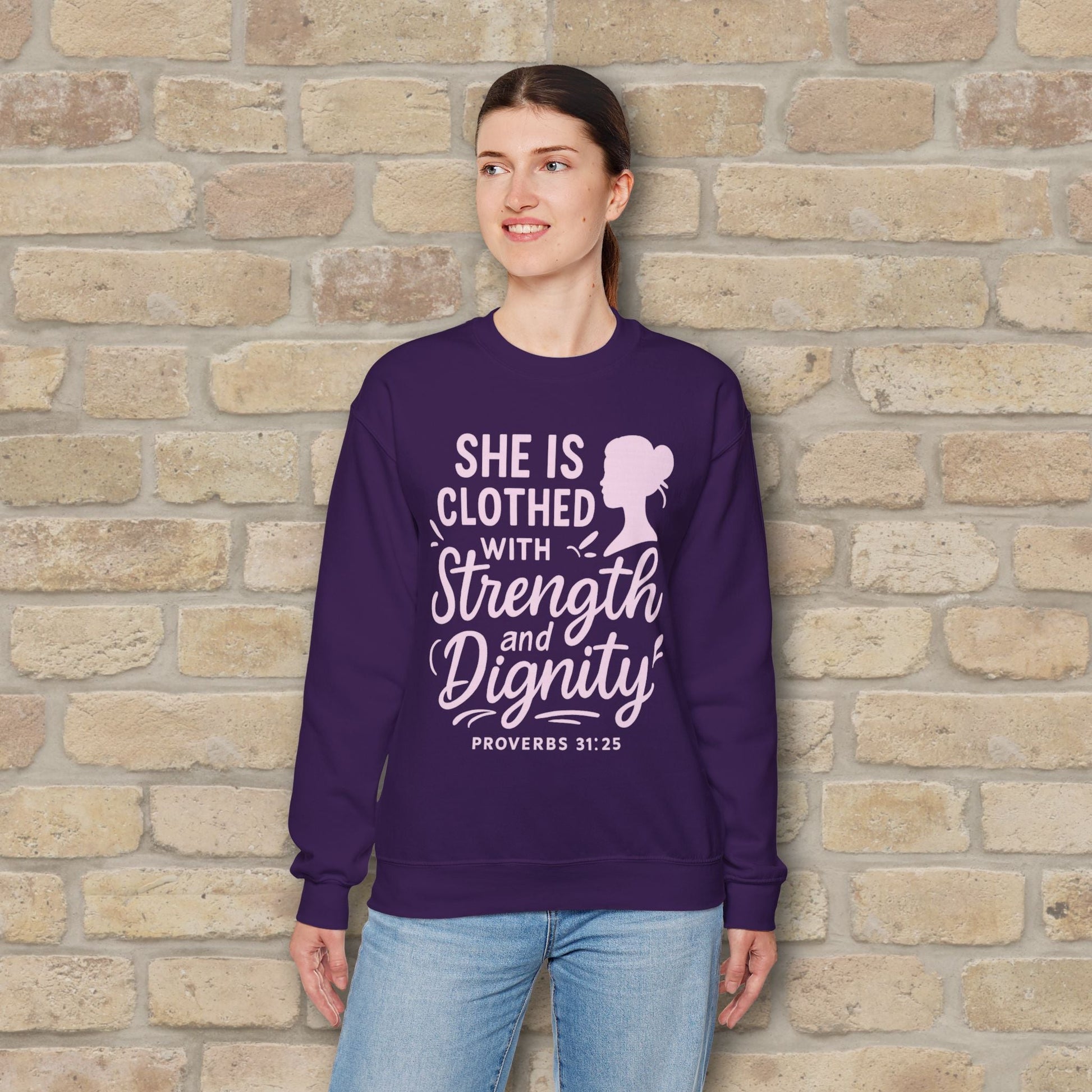 Mostly Text Her Dignified Strength Sweatshirt - Vibrant Styles
