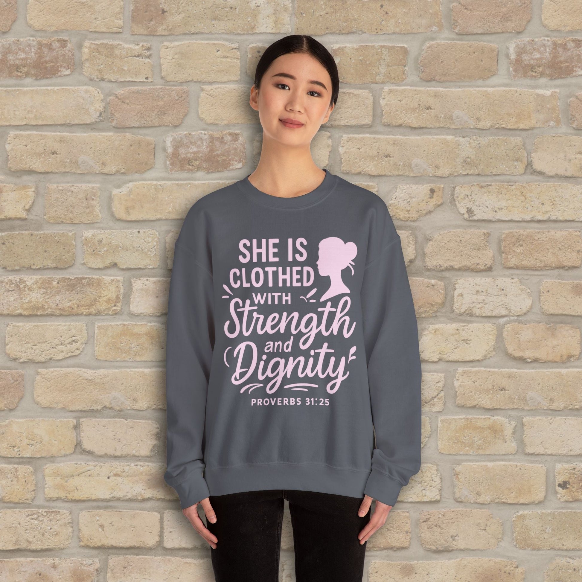 Mostly Text Her Dignified Strength Sweatshirt - Vibrant Styles