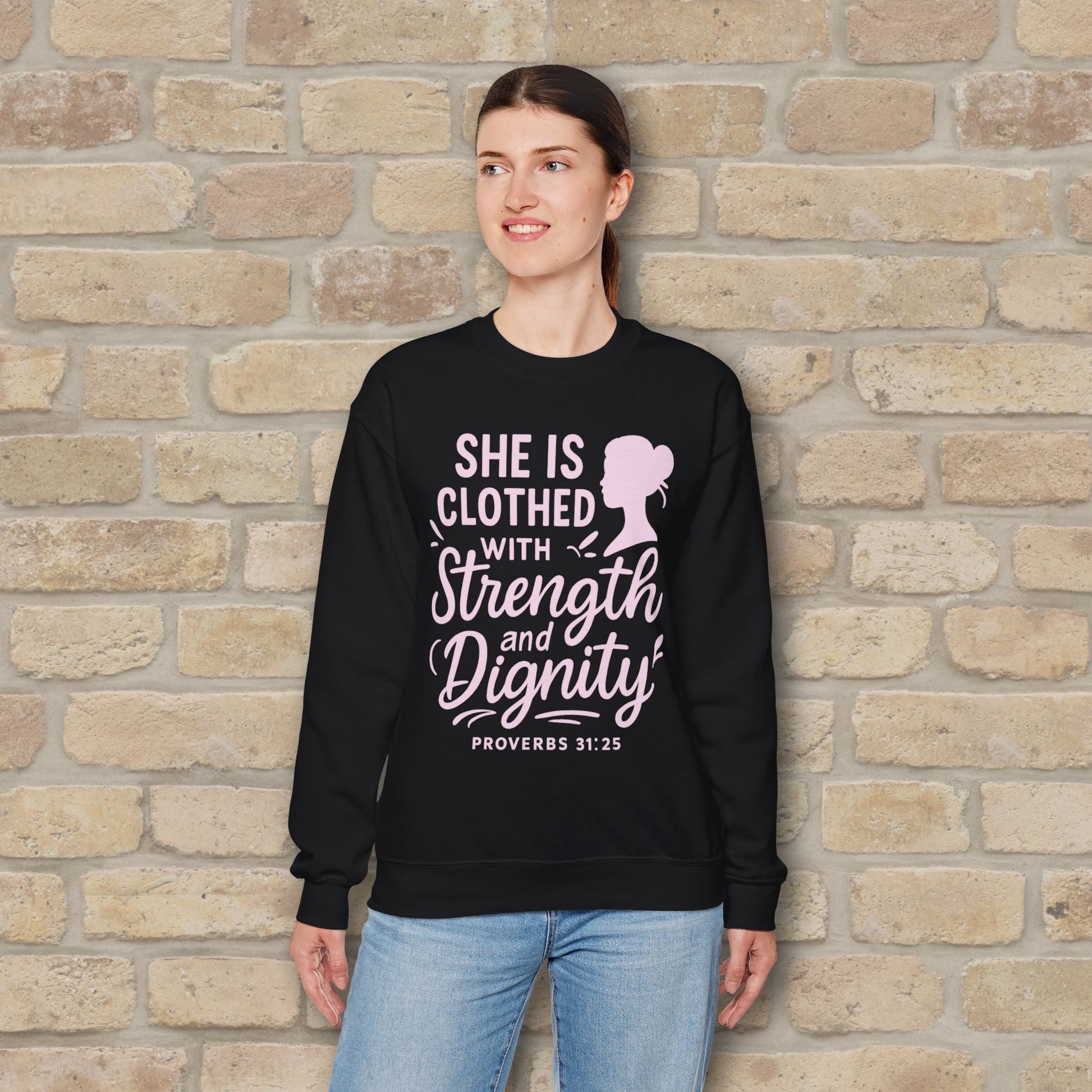 Mostly Text Her Dignified Strength Sweatshirt - Vibrant Styles