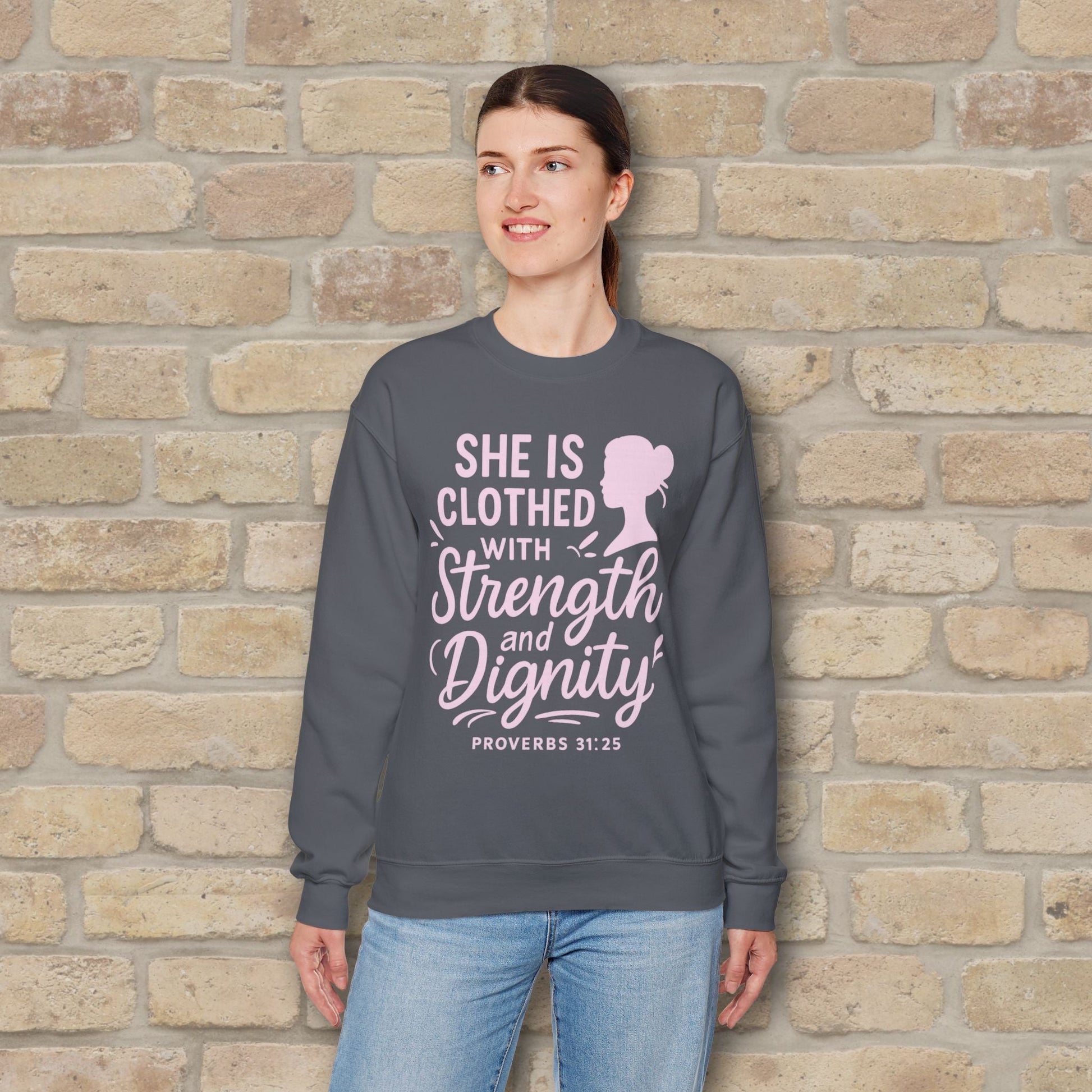 Mostly Text Her Dignified Strength Sweatshirt - Vibrant Styles