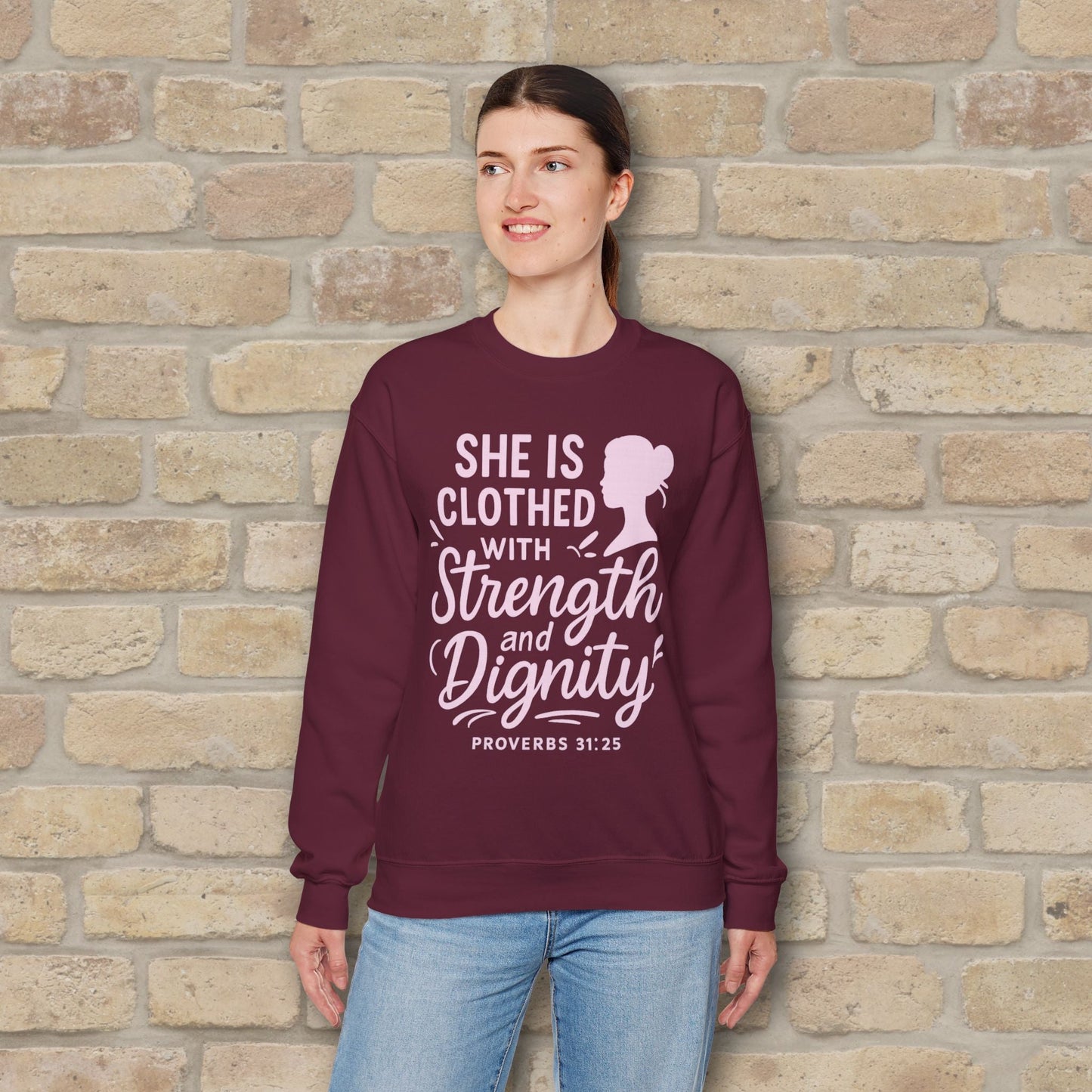 Mostly Text Her Dignified Strength Sweatshirt - Vibrant Styles