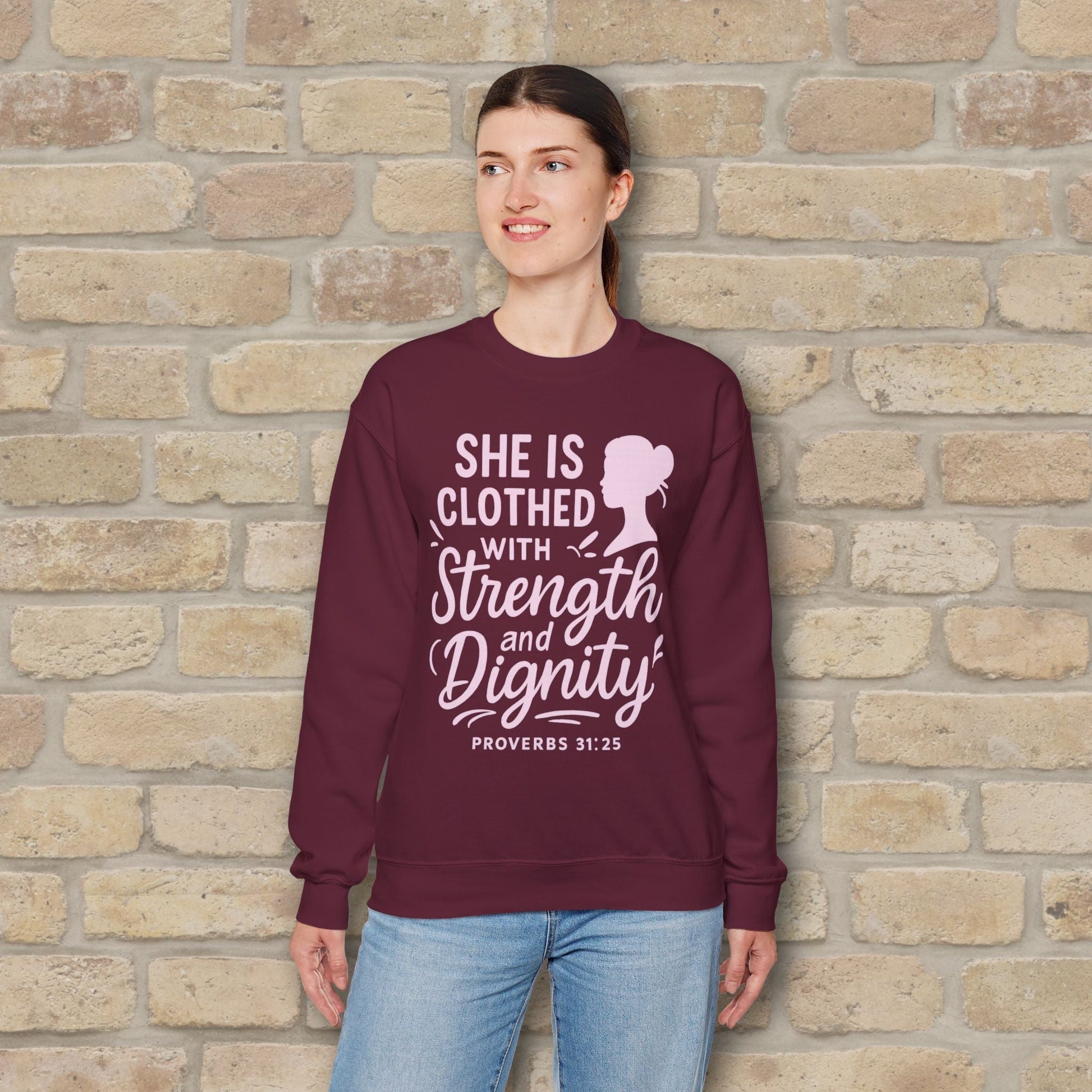 Mostly Text Her Dignified Strength Sweatshirt - Vibrant Styles