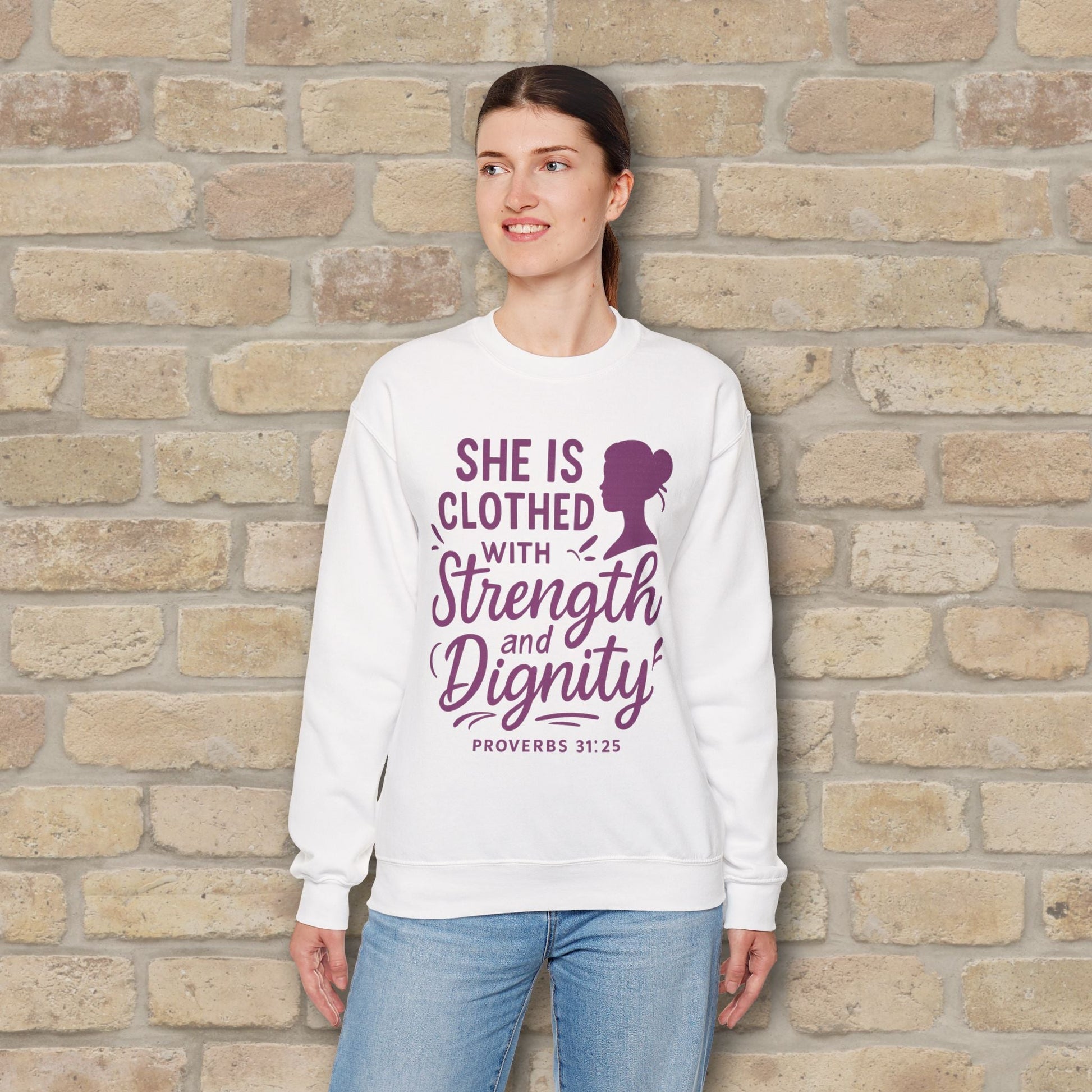 Mostly Text Her Dignified Strength Sweatshirt - Vibrant Styles