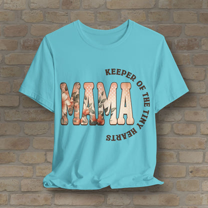 T-Shirt Keeper of the Tiny Hearts – Floral Mama Tee - Vibrant Styles