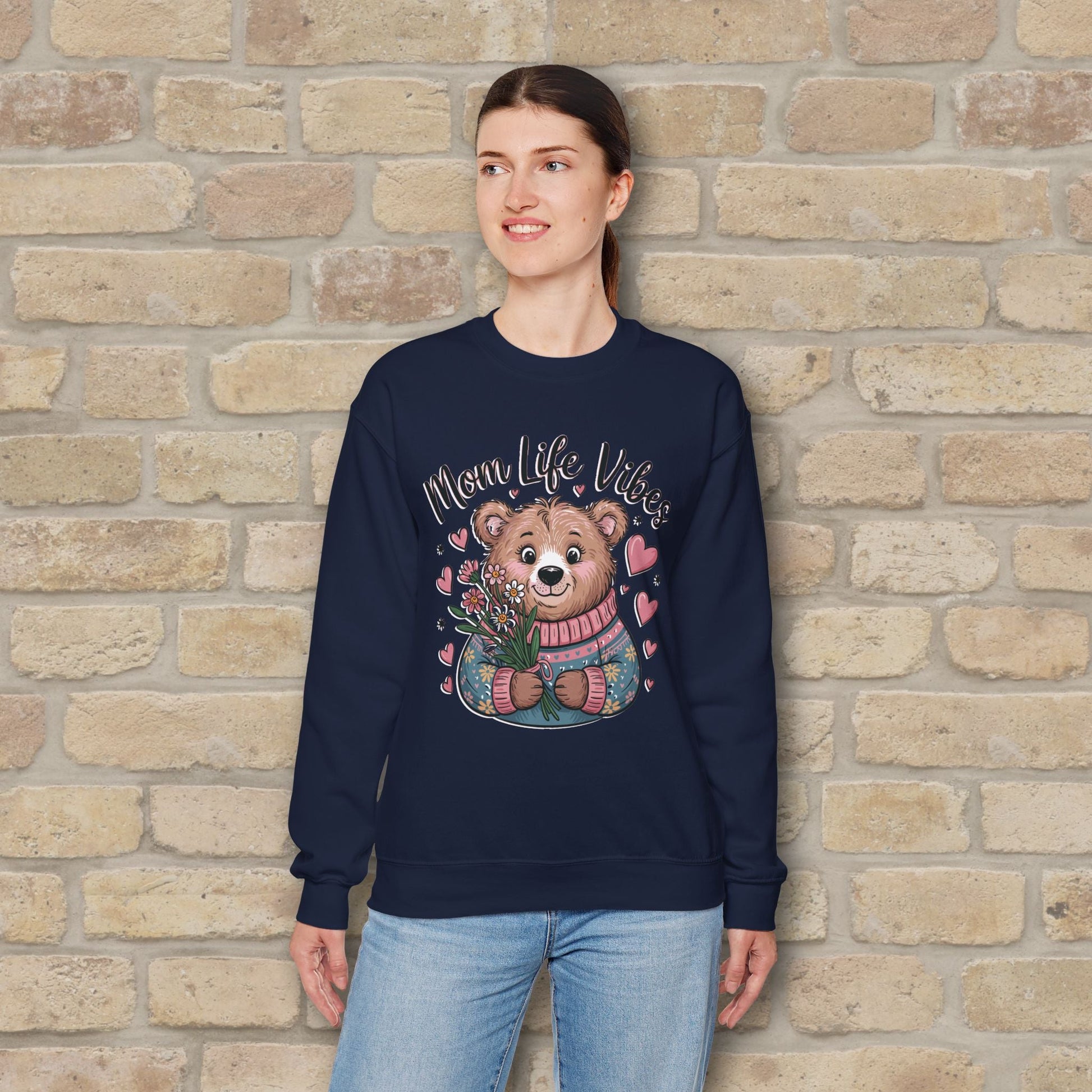 Graphic & Text Mama Bear Life Vibes Sweatshirt - Vibrant Styles