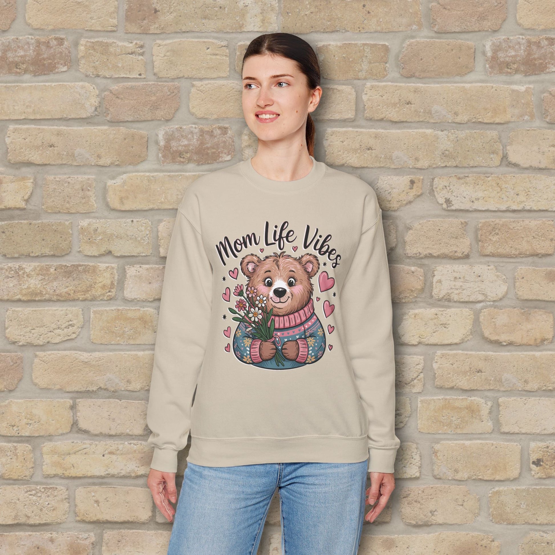 Graphic & Text Mama Bear Life Vibes Sweatshirt - Vibrant Styles
