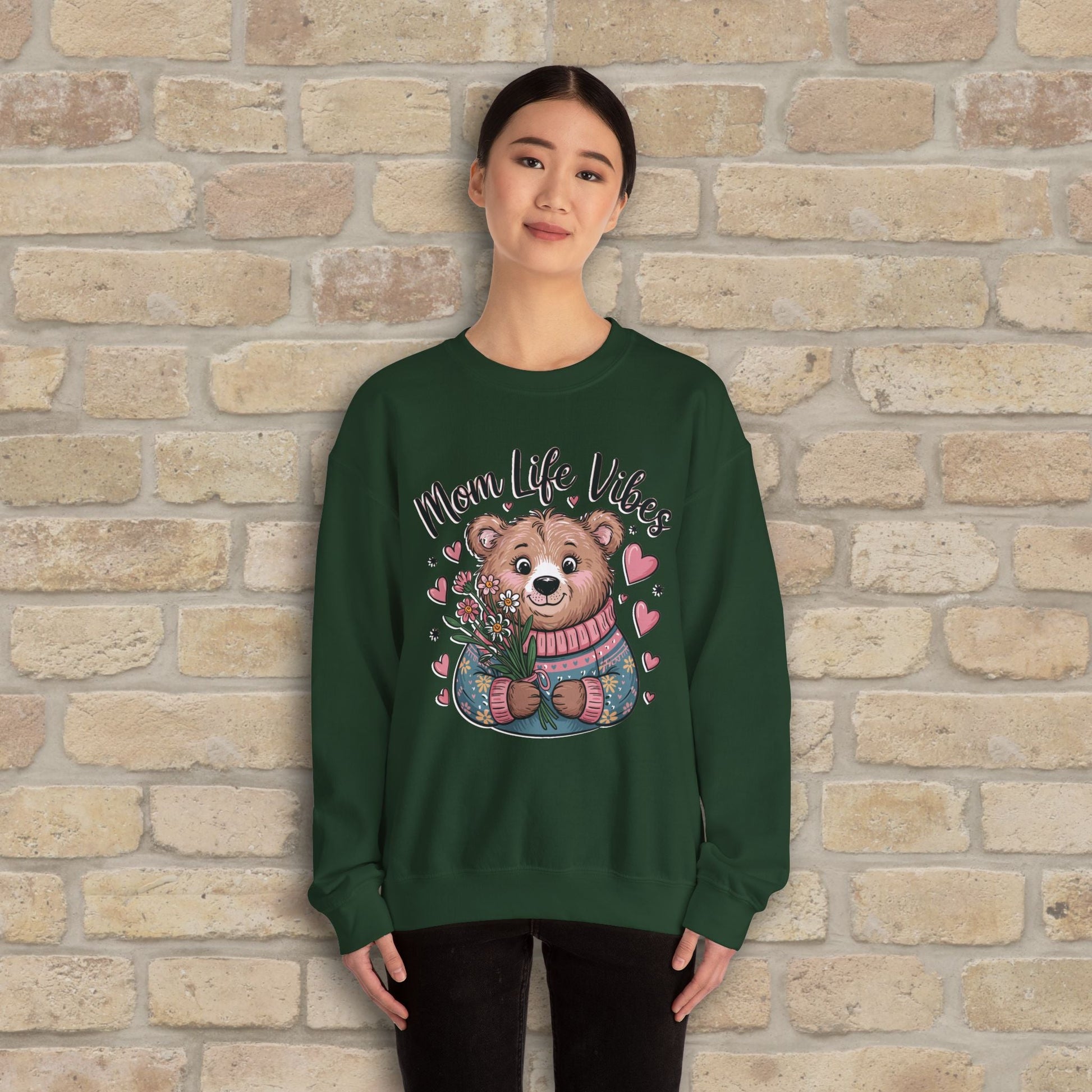 Graphic & Text Mama Bear Life Vibes Sweatshirt - Vibrant Styles