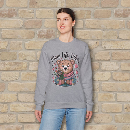 Graphic & Text Mama Bear Life Vibes Sweatshirt - Vibrant Styles