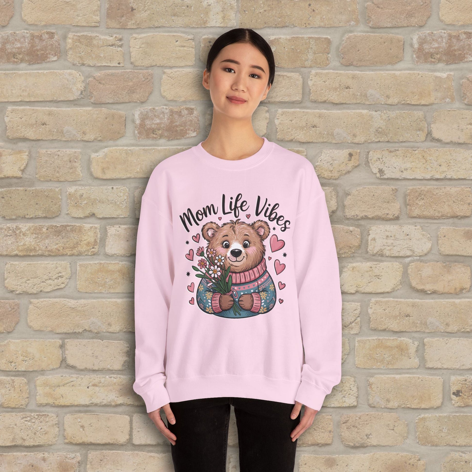 Graphic & Text Mama Bear Life Vibes Sweatshirt - Vibrant Styles