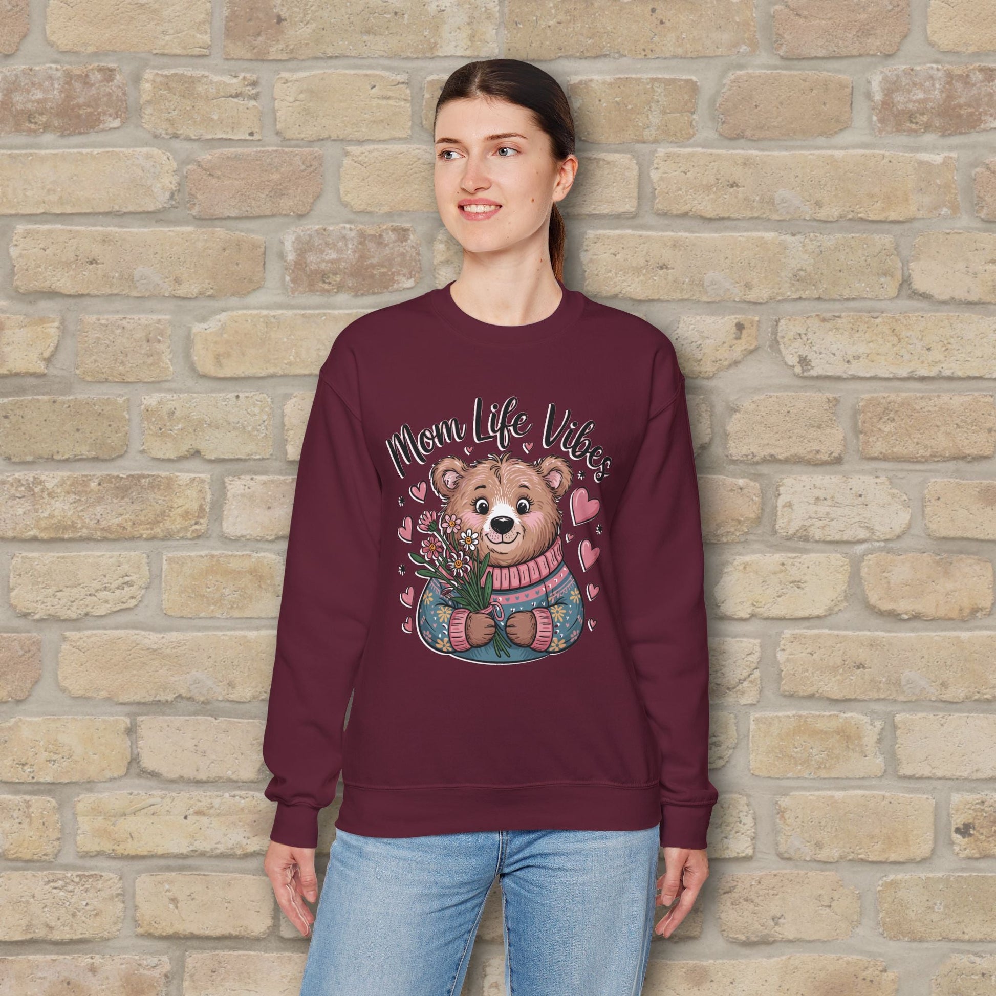 Graphic & Text Mama Bear Life Vibes Sweatshirt - Vibrant Styles