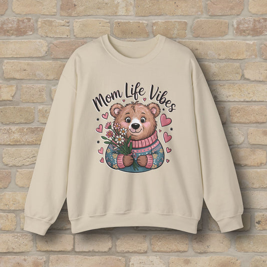 Graphic & Text Mama Bear Life Vibes Sweatshirt - Vibrant Styles