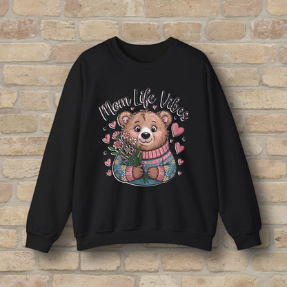 Graphic & Text Mama Bear Life Vibes Sweatshirt - Vibrant Styles