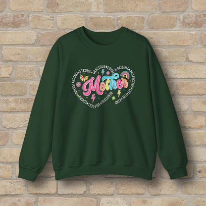 Mostly Text Mama Heart Quotes Sweatshirt - Vibrant Styles