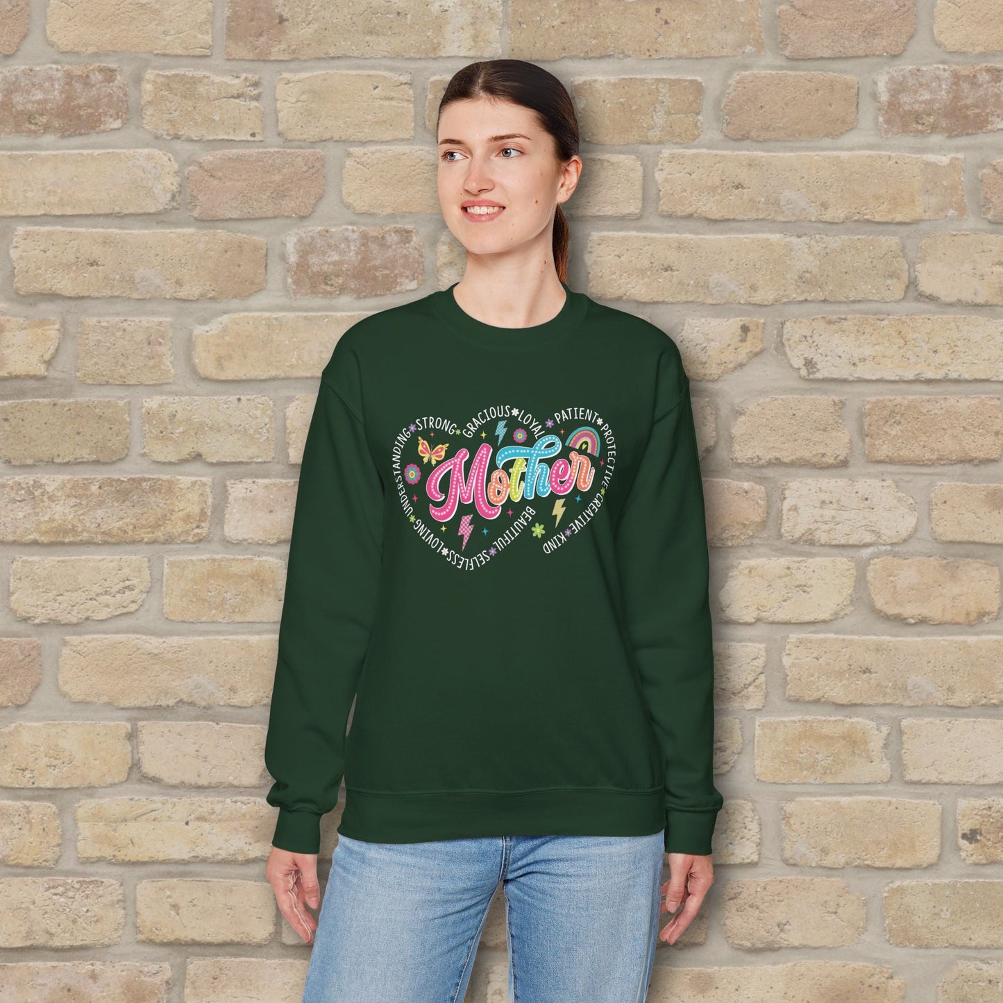 Mostly Text Mama Heart Quotes Sweatshirt - Vibrant Styles