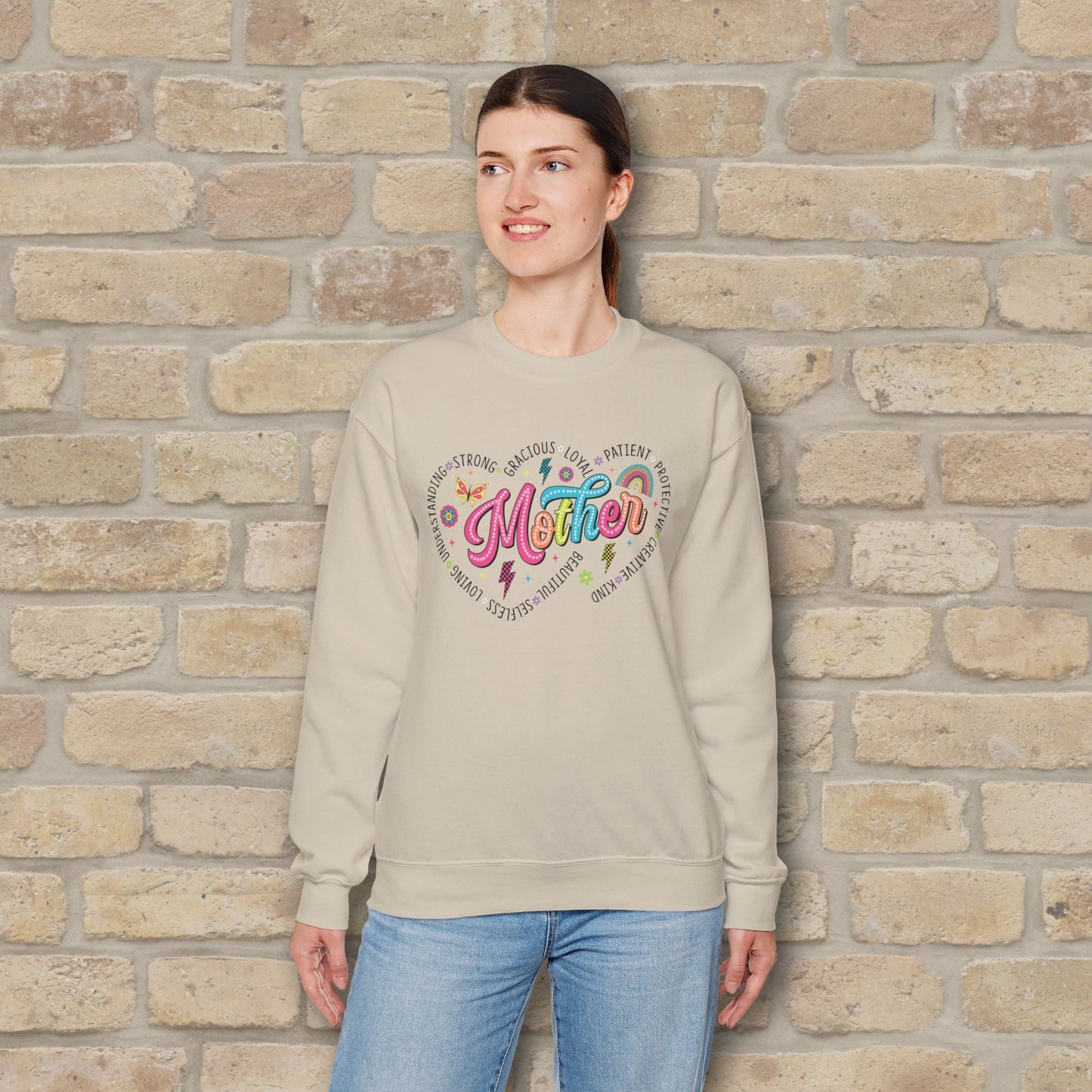 Mostly Text Mama Heart Quotes Sweatshirt - Vibrant Styles