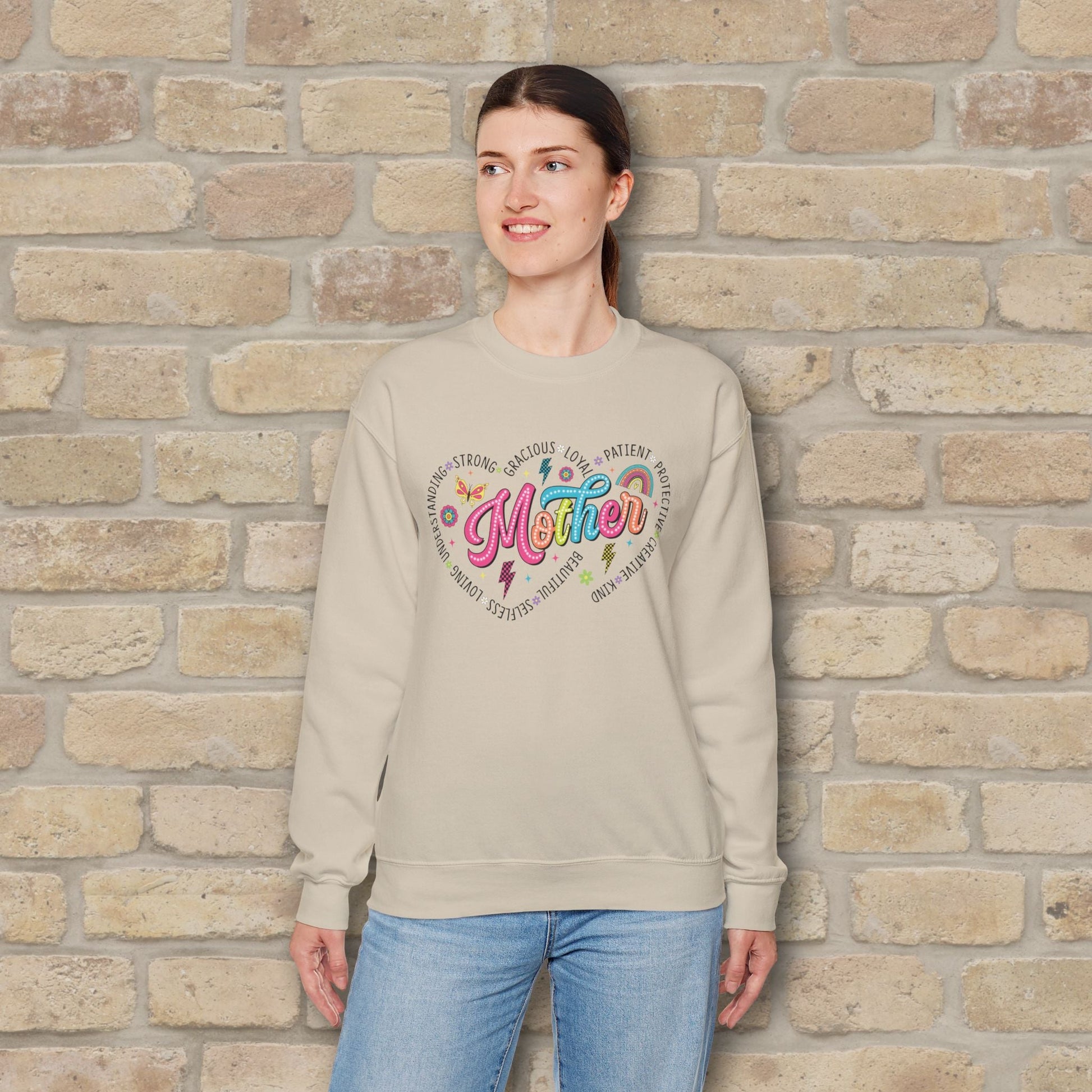 Mostly Text Mama Heart Quotes Sweatshirt - Vibrant Styles