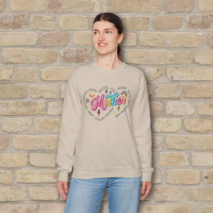 Mostly Text Mama Heart Quotes Sweatshirt - Vibrant Styles