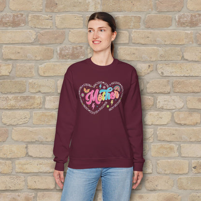 Mostly Text Mama Heart Quotes Sweatshirt - Vibrant Styles