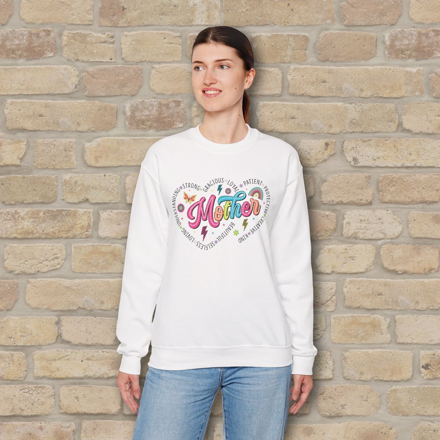 Mostly Text Mama Heart Quotes Sweatshirt - Vibrant Styles