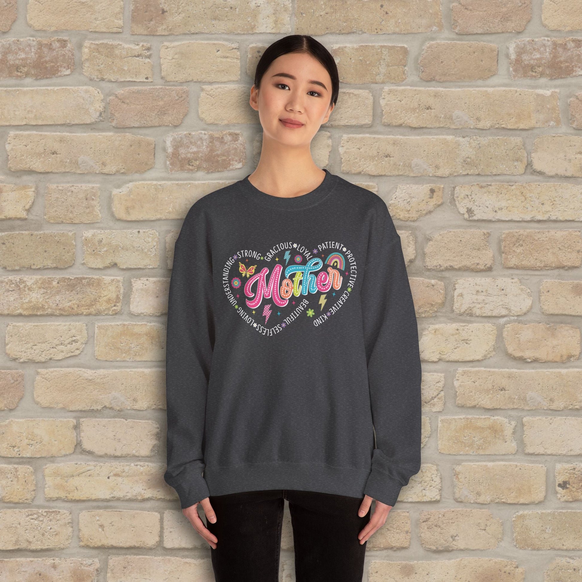 Mostly Text Mama Heart Quotes Sweatshirt - Vibrant Styles