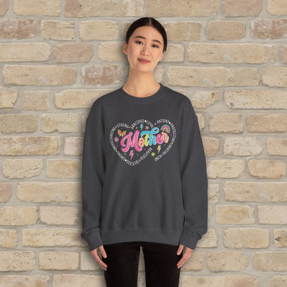 Mostly Text Mama Heart Quotes Sweatshirt - Vibrant Styles