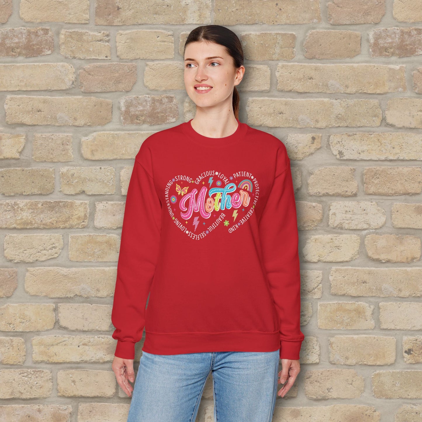 Mostly Text Mama Heart Quotes Sweatshirt - Vibrant Styles