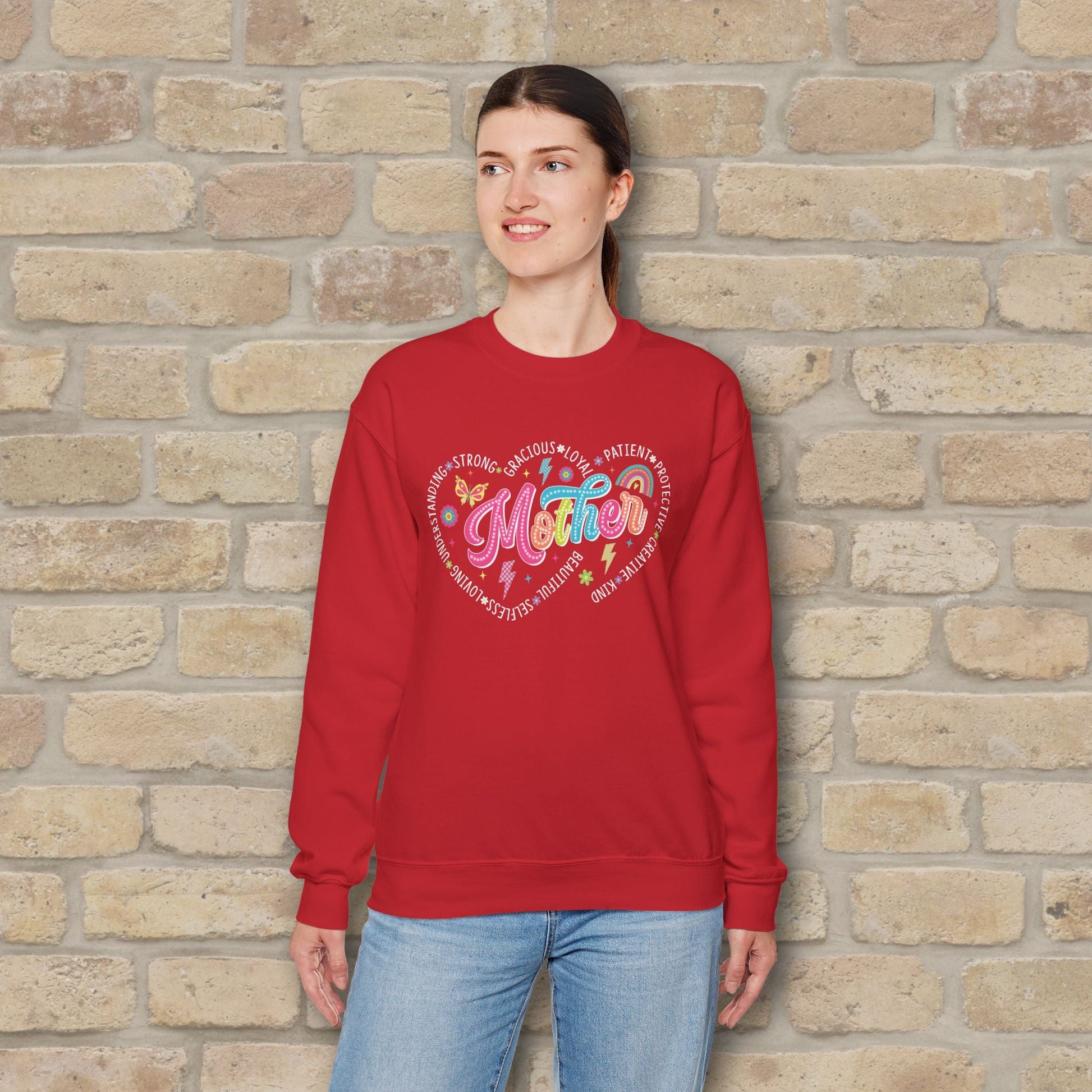 Mostly Text Mama Heart Quotes Sweatshirt - Vibrant Styles