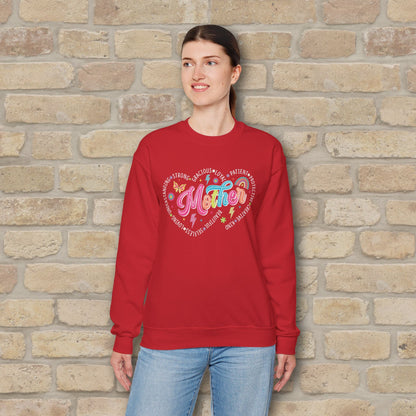 Mostly Text Mama Heart Quotes Sweatshirt - Vibrant Styles