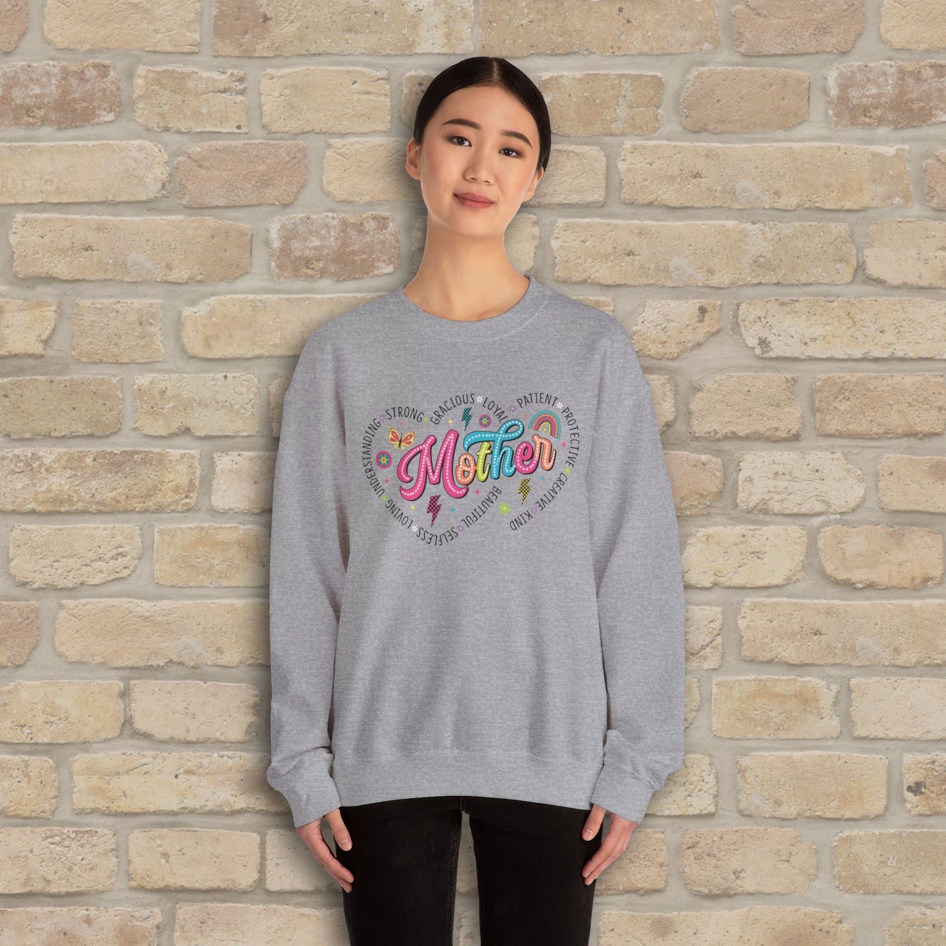 Mostly Text Mama Heart Quotes Sweatshirt - Vibrant Styles