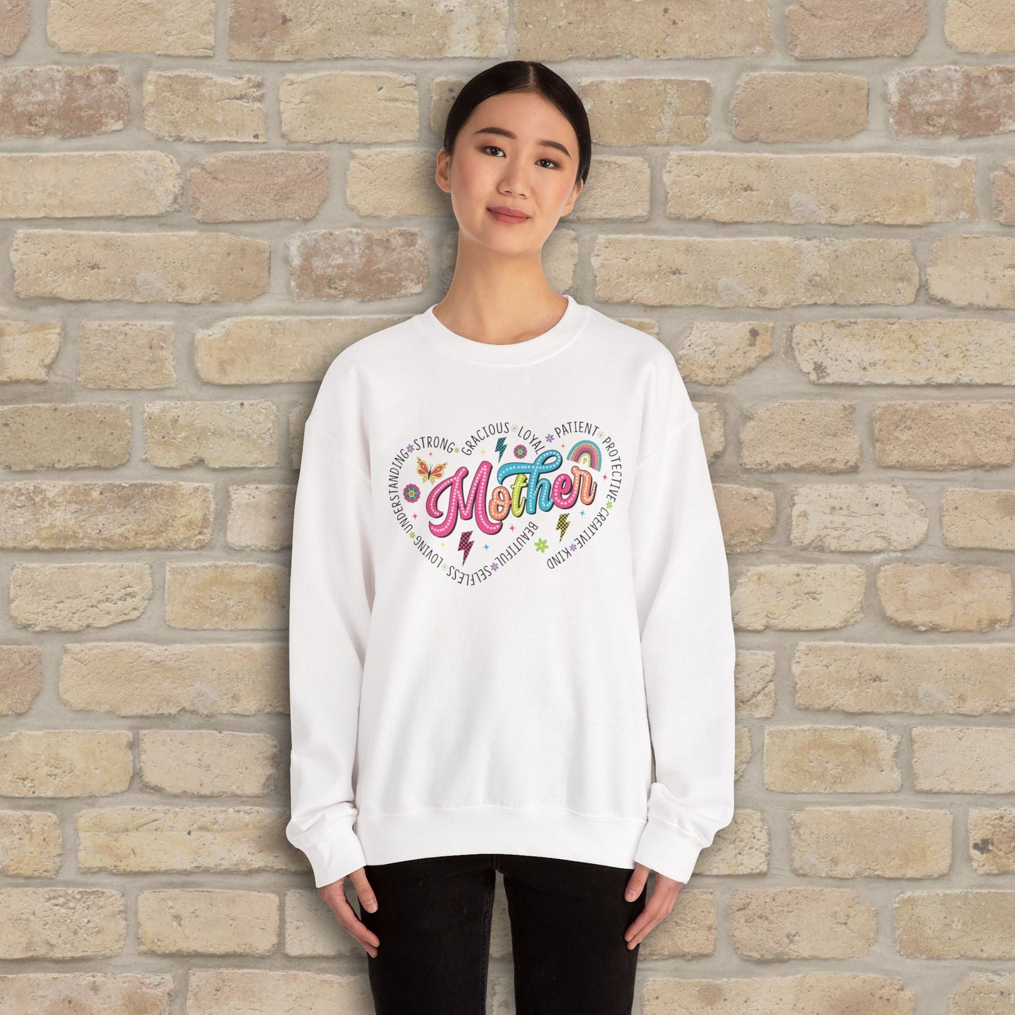 Mostly Text Mama Heart Quotes Sweatshirt - Vibrant Styles