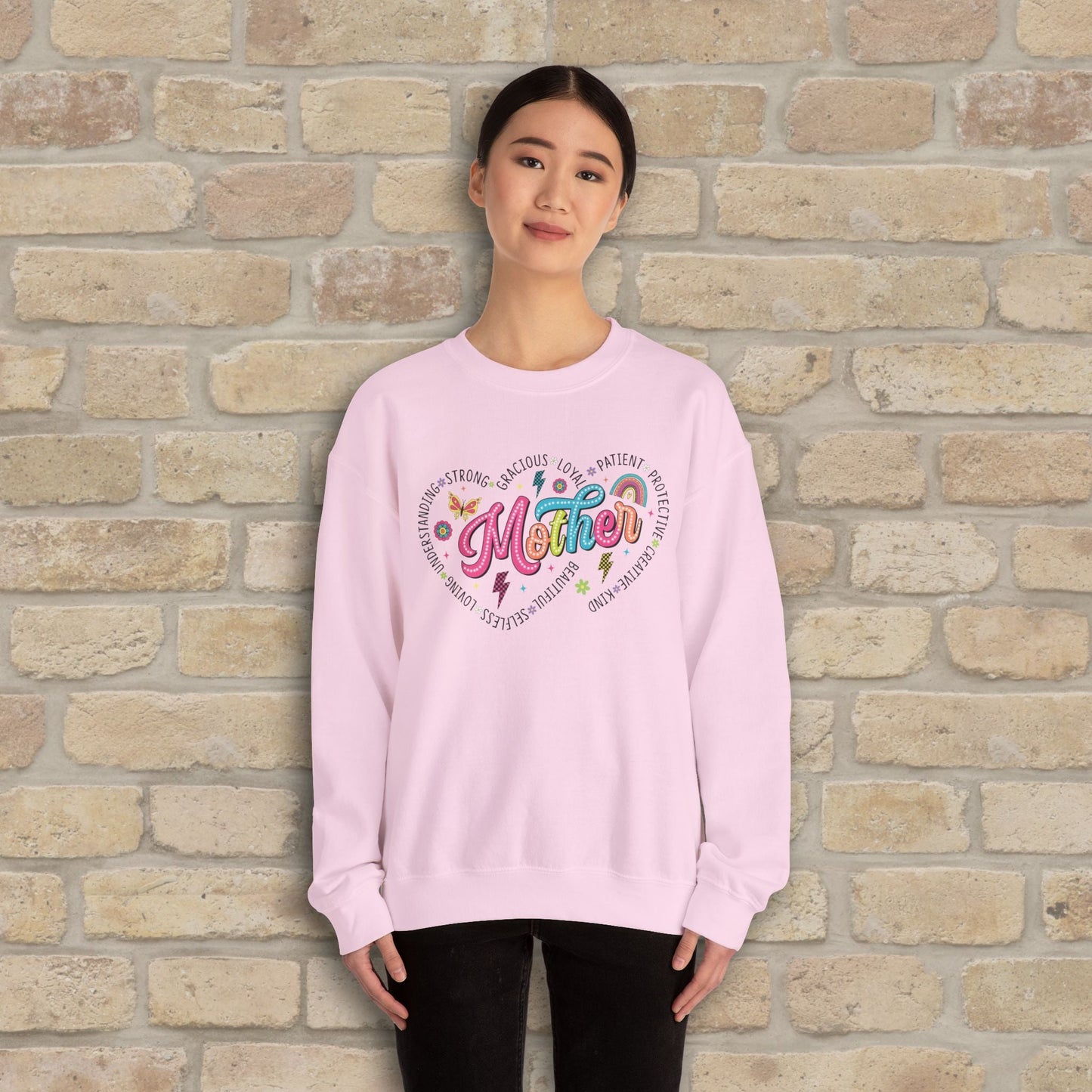 Mostly Text Mama Heart Quotes Sweatshirt - Vibrant Styles