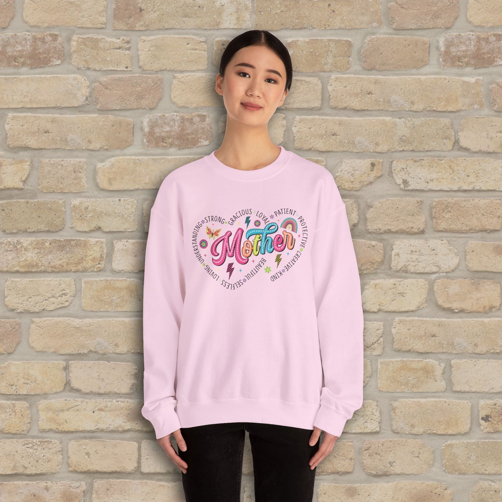 Mostly Text Mama Heart Quotes Sweatshirt - Vibrant Styles