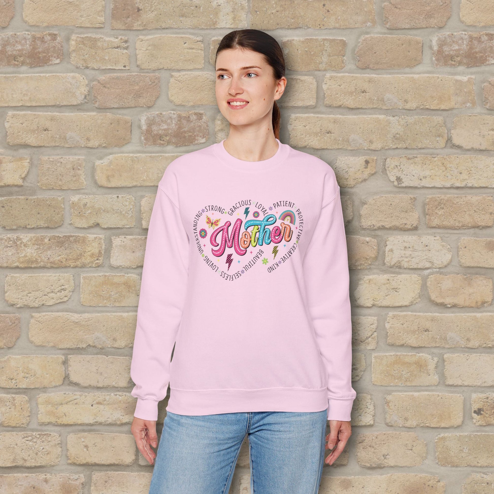 Mostly Text Mama Heart Quotes Sweatshirt - Vibrant Styles