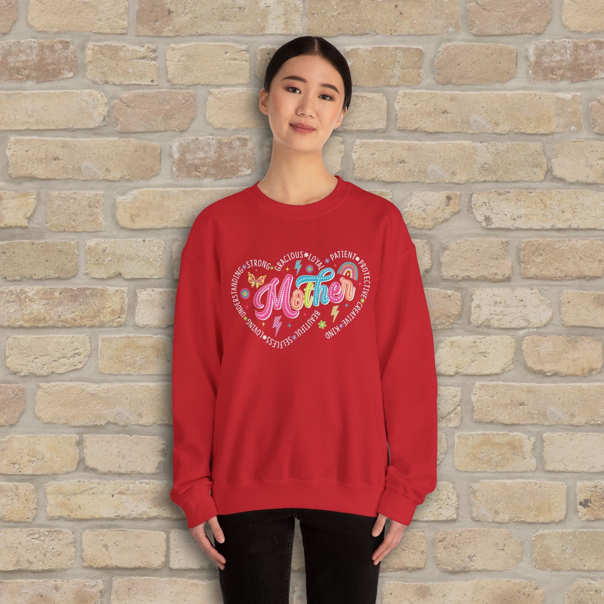 Mostly Text Mama Heart Quotes Sweatshirt - Vibrant Styles
