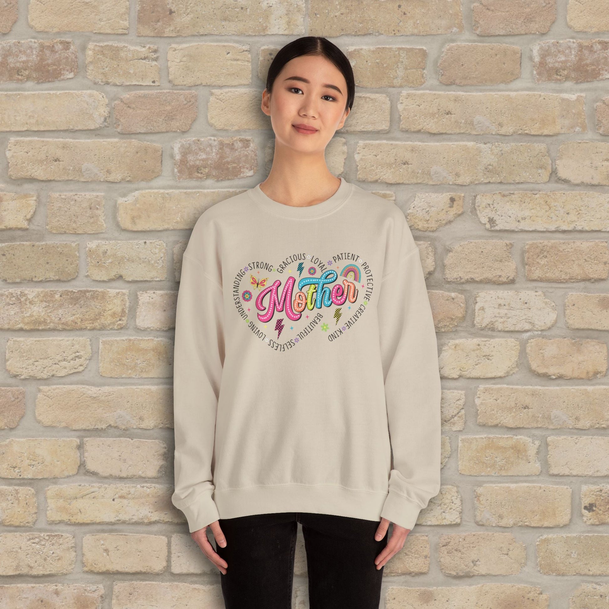 Mostly Text Mama Heart Quotes Sweatshirt - Vibrant Styles