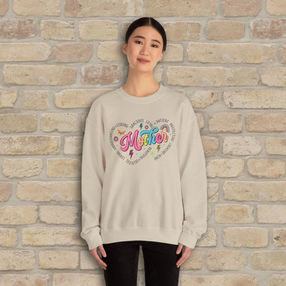 Mostly Text Mama Heart Quotes Sweatshirt - Vibrant Styles