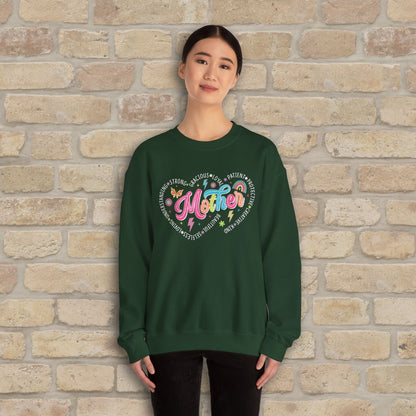 Mostly Text Mama Heart Quotes Sweatshirt - Vibrant Styles