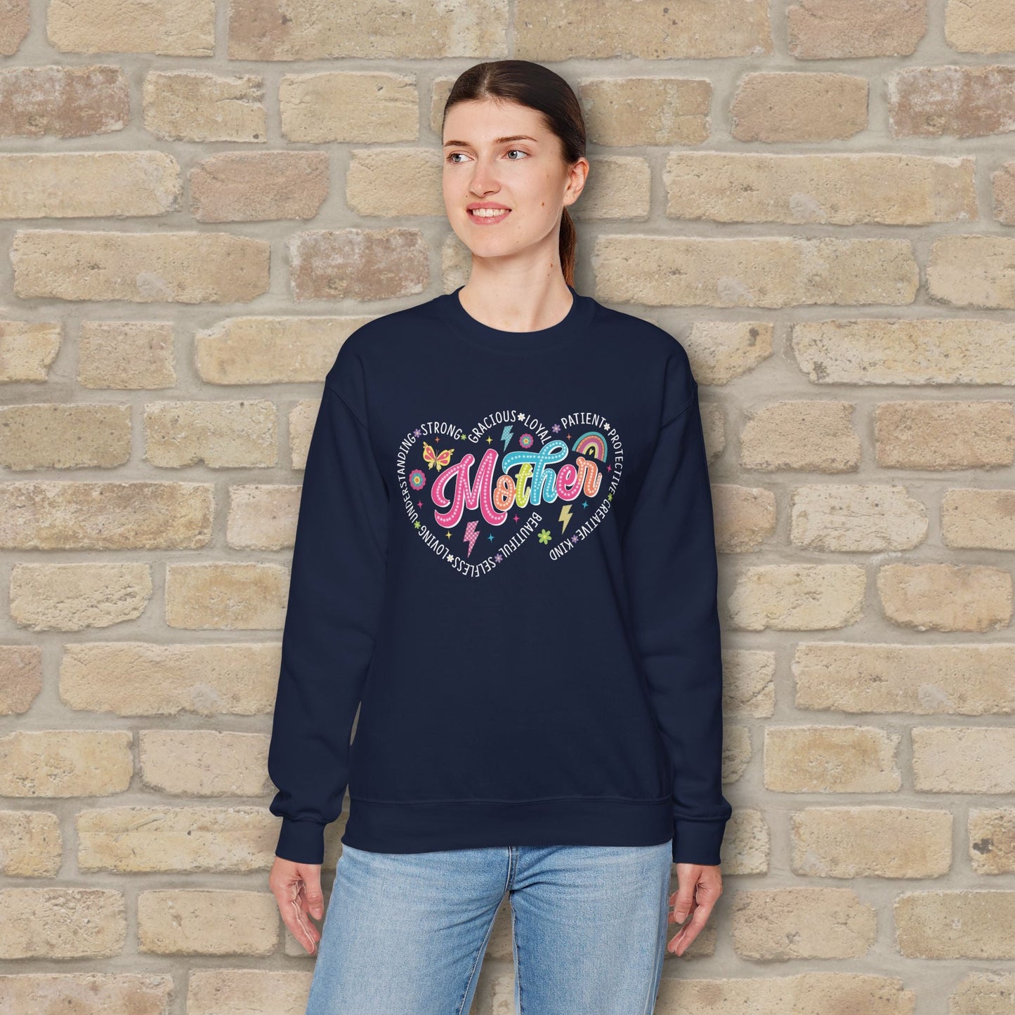 Mostly Text Mama Heart Quotes Sweatshirt - Vibrant Styles