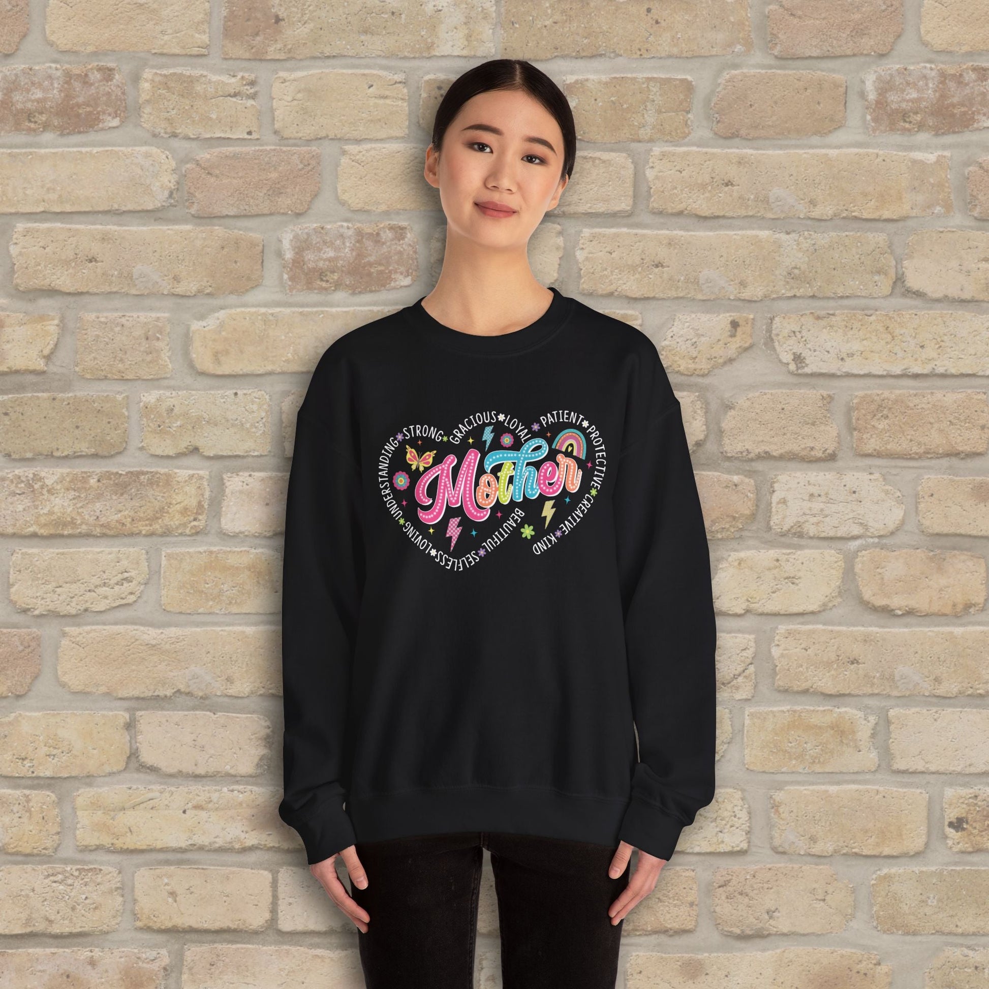 Mostly Text Mama Heart Quotes Sweatshirt - Vibrant Styles