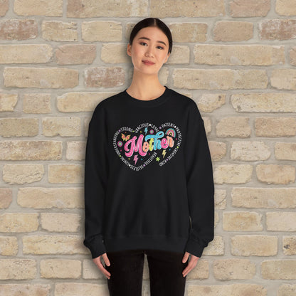 Mostly Text Mama Heart Quotes Sweatshirt - Vibrant Styles