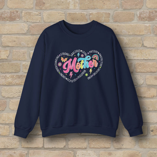 Mostly Text Mama Heart Quotes Sweatshirt - Vibrant Styles