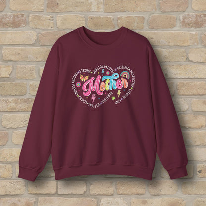 Mostly Text Mama Heart Quotes Sweatshirt - Vibrant Styles