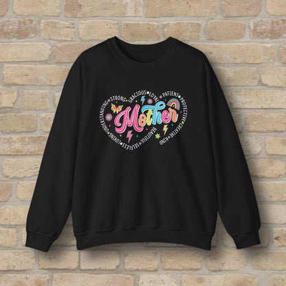 Mostly Text Mama Heart Quotes Sweatshirt - Vibrant Styles